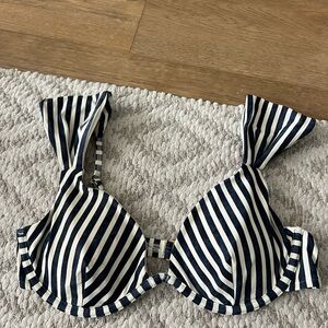 WeWoreWhat Black and White Striped Bikini Top